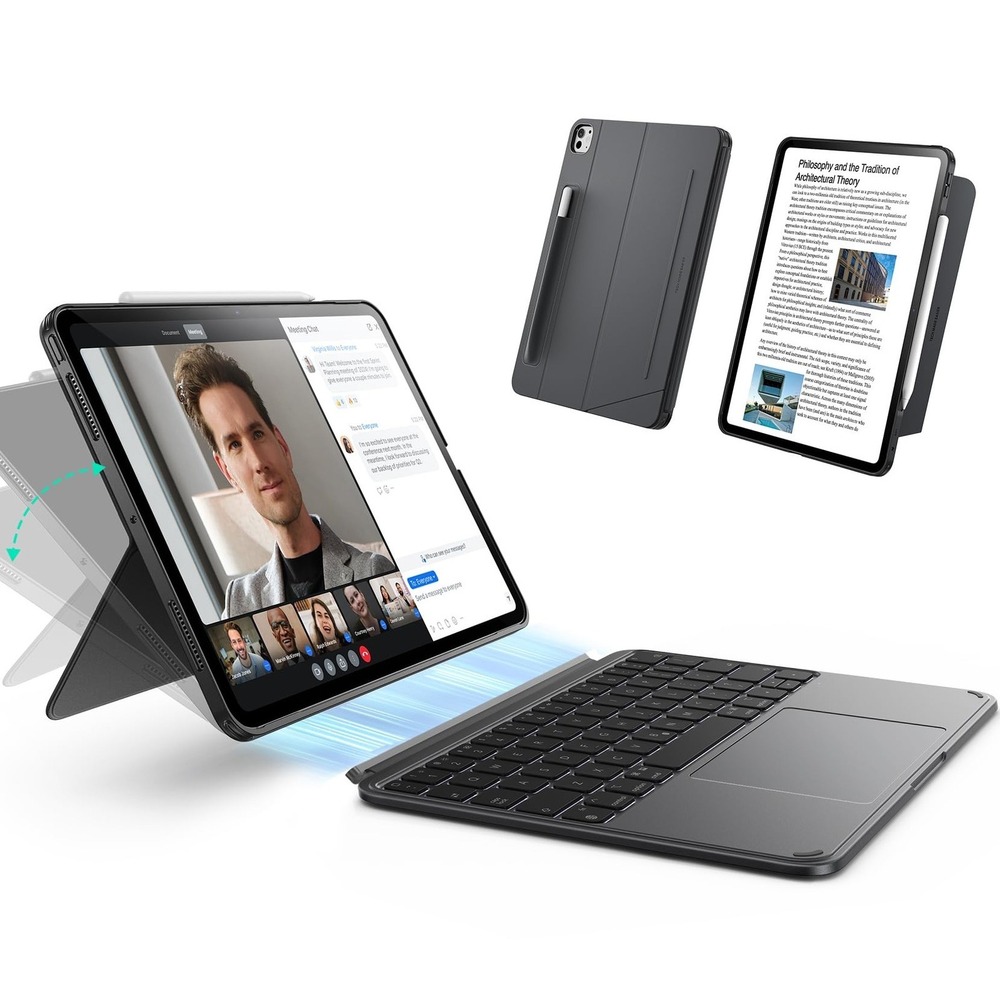 ESR‎ iPad Pro 11 M5 M4 Keyboard Case Detachable Bluetooth Trackpad Dark Gray